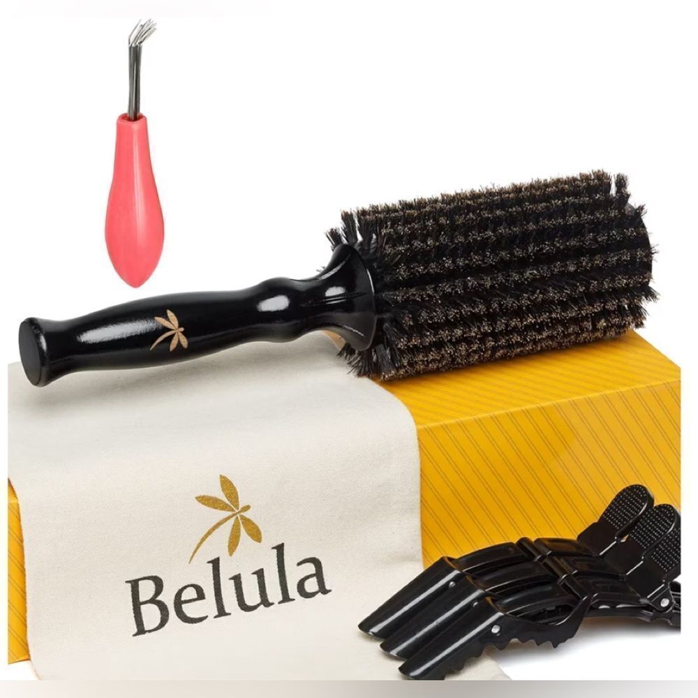 Beluga 100% Soft Boar Bristle Brush with 3 clips, travel bag&brush clean…